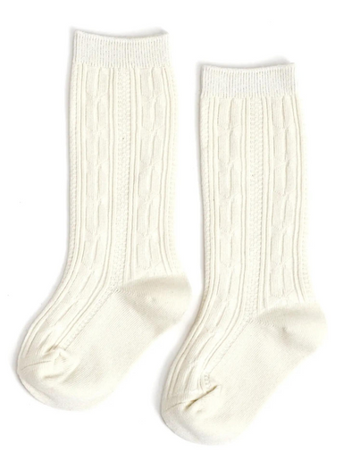 Ivory Cable Knit Knee High Socks