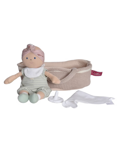 Baby Remi Doll with Knit Carry Cot
