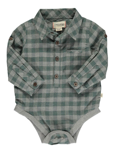 Jasper Sage Plaid Woven Onesie