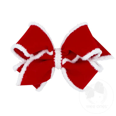 Velvet Bow With Snowy Edge - Medium