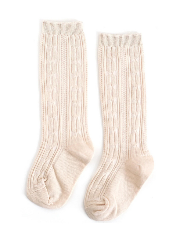 Little Stocking Co. Vanilla Cable Knit Knee Highs