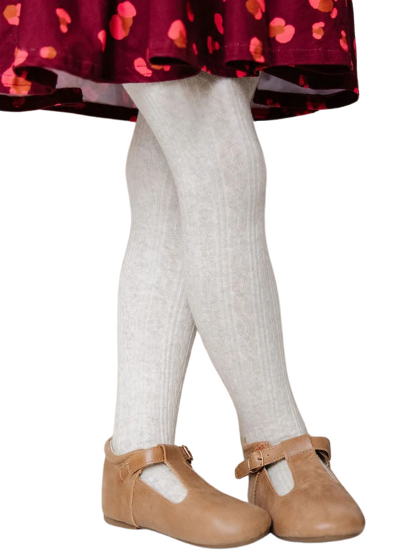 Heathered Ivory Cable Knit Tights