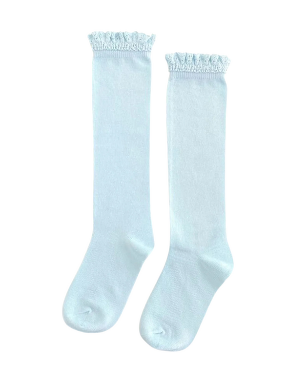 Little Stocking Co. Pastel Blue Lace Knee High