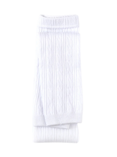 Little Stocking Co. White Cable Knit Footless Tights