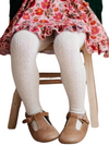 Heathered Ivory Cable Knit Tights