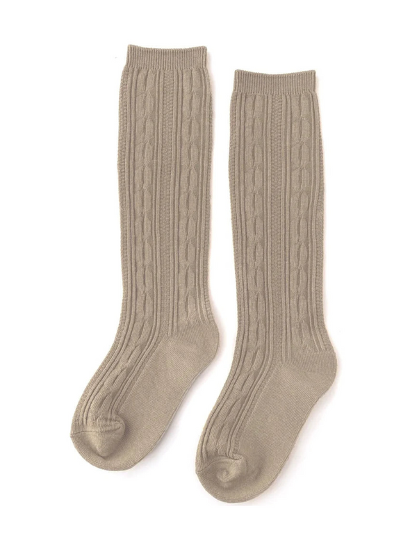 Little Stocking Co. Oat Cable Knit Knee Highs