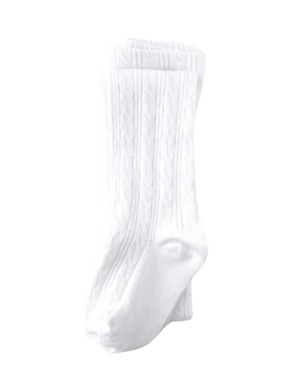 Little Stocking Co. White Cable Knit Tights