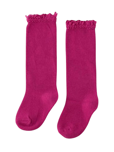 Little Stocking Co. Raspberry Lace Top Knee High