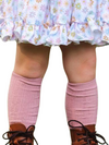 Dusty Rose Cable Knit Knee Highs