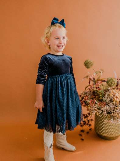 Light Navy Velvet Tutu Dress