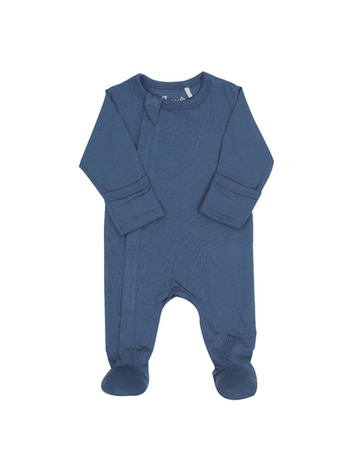 Majolica Blue Modal Zipper Footie
