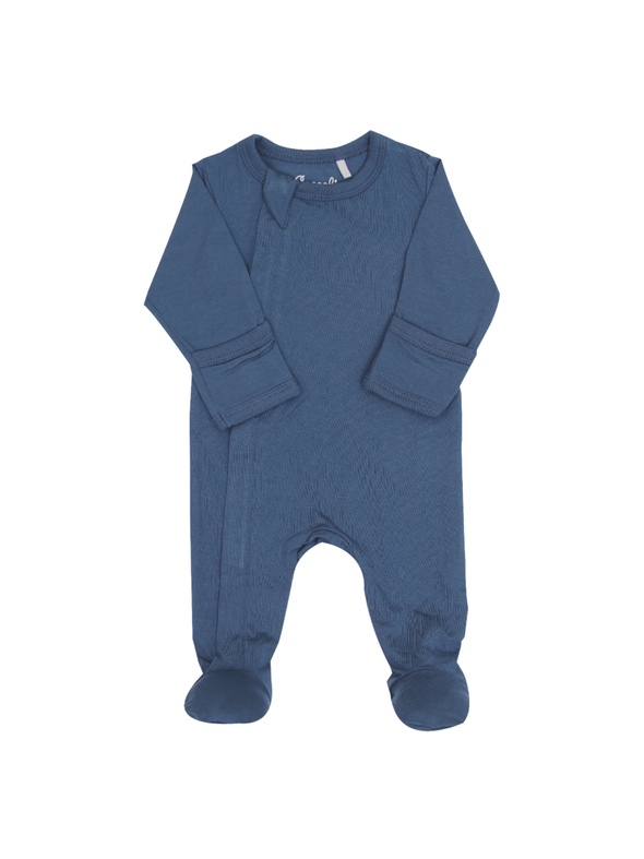 Majolica Blue Modal Zipper Footie