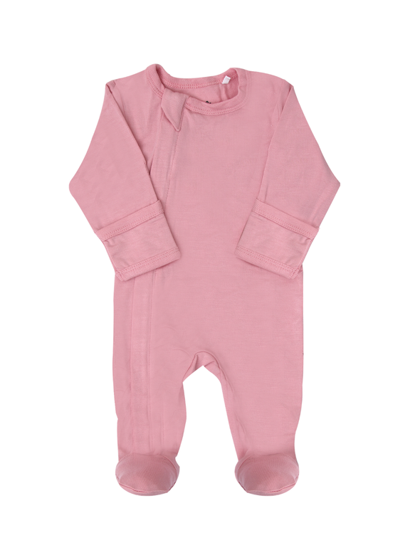 Silver Pink Modal Zipper Footie