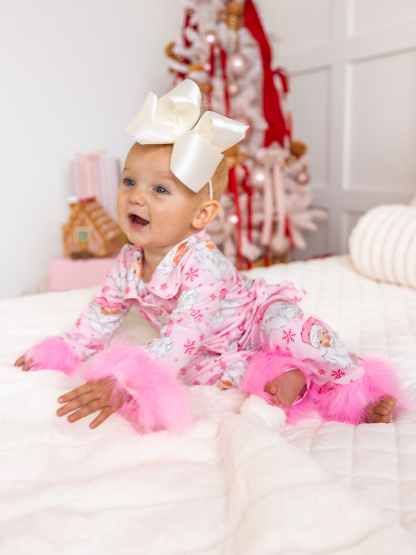 Pink Fur Santa Christmas Pajamas