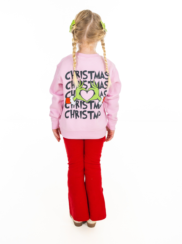 Grinch Merry Christmas Pink Sweatshirt