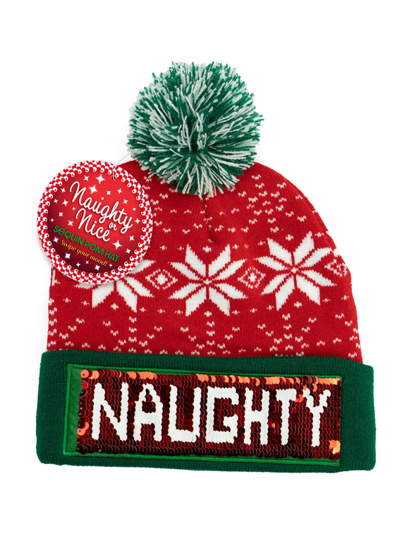 Naughty or Nice Sequin Beanies