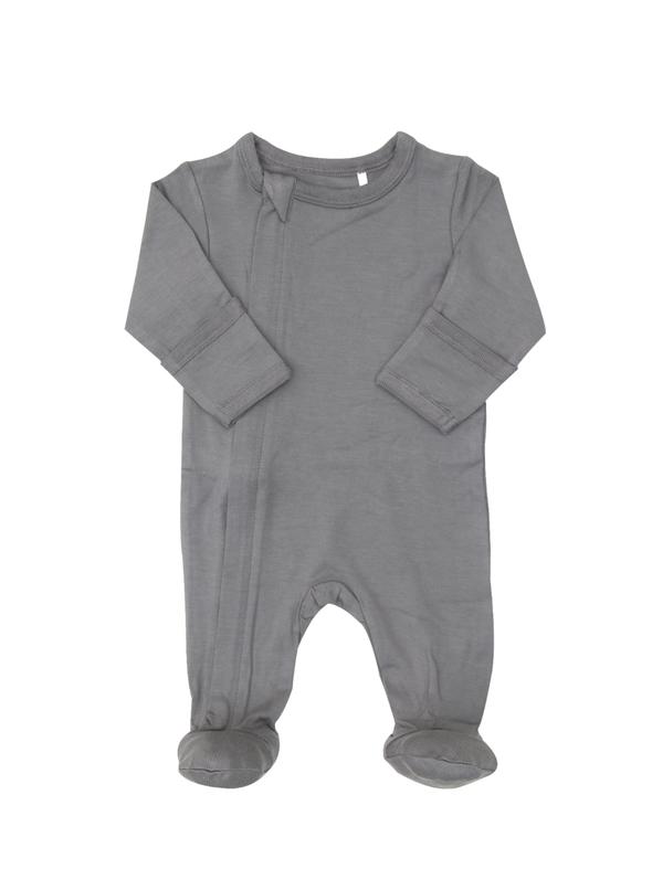 Granite Grey Modal Zipper Footie