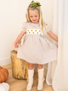 Pumpkin Embroidery Smock Plaid Dress