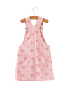 Pretty Pink Bow Denim Overalls Dress