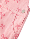 Pretty Pink Bow Denim Overalls Dress