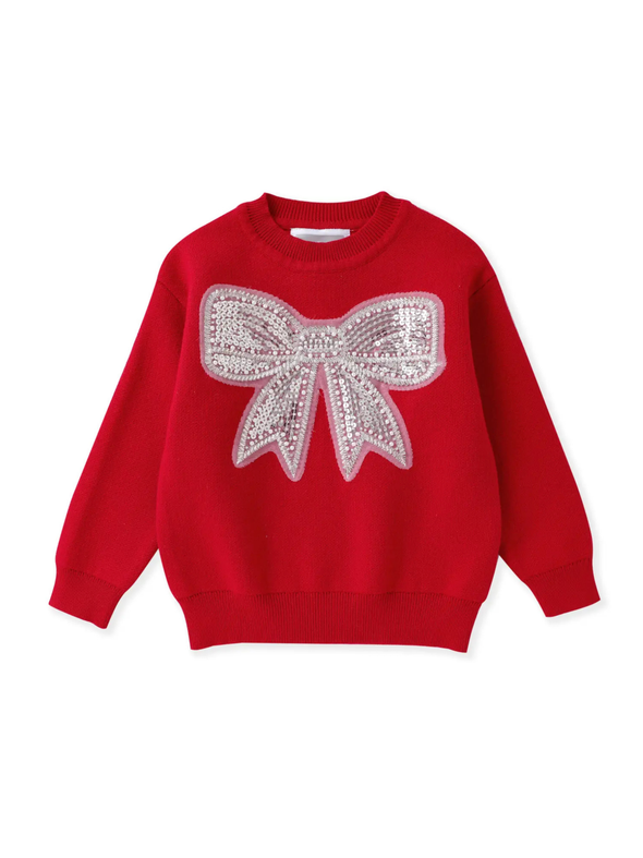 Red Sparkle Bow Sweater