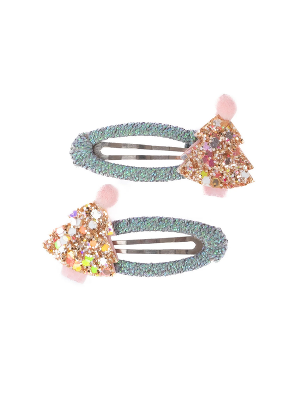 Minty Christmas Tree Hair Clips