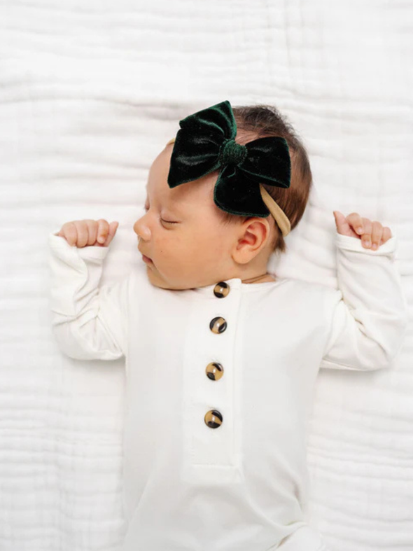 Lou Lou Pine Velvet Bow Headband