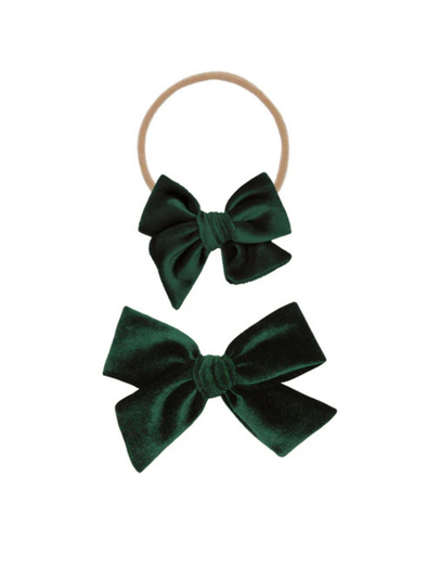 Lou Lou Pine Velvet Bow Headband
