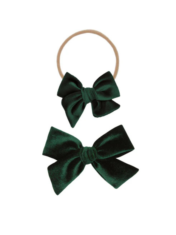 Lou Lou Pine Velvet Bow Headband