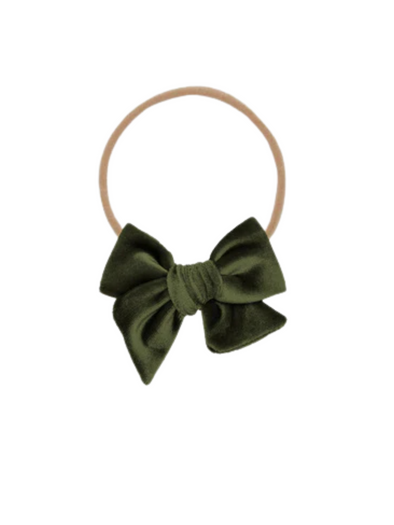 Lou Lou Velvet Olive Bow Headband