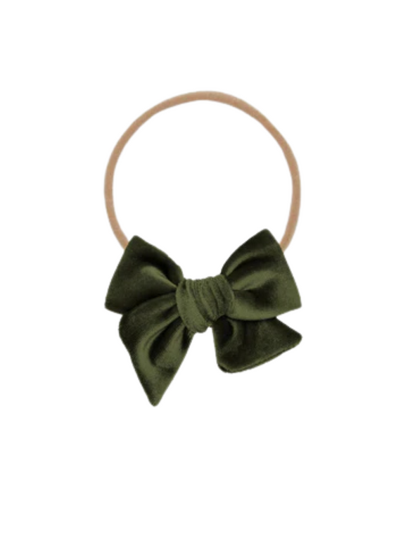 Lou Lou Velvet Olive Bow Headband