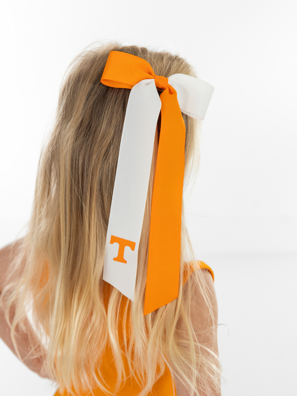 TN Orange & White Long Tail Bow