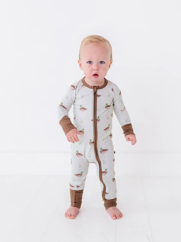 Duck Duck Ribbed bamboo Covertible Footie