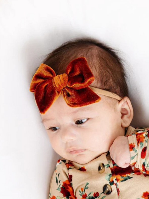 Lou Lou Velvet Rust Bow Headband