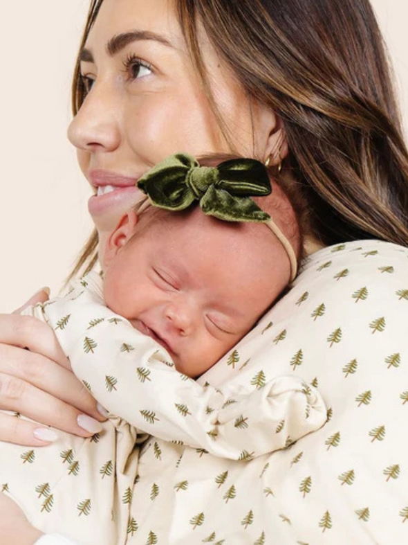 Lou Lou Velvet Olive Bow Headband