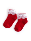 Red/White Lace Bobbie Sock