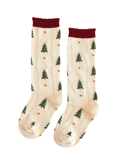 Tree Farm Scalloped Knee Socks