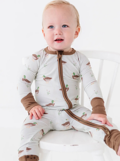 Duck Duck Ribbed bamboo Covertible Footie