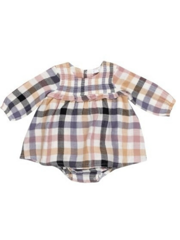 Harvest Plaid Smocked Ruffle Bubble