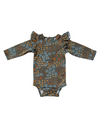 Navy Floral Ruffle Sleeve Bamboo Bodysuit