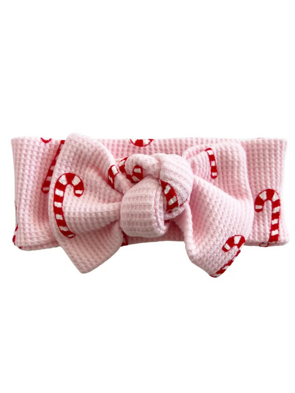 Waffle Pink Candy Cane Knotted Bow