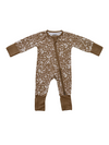 Brown Floral Ribbed Bamboo Zippy