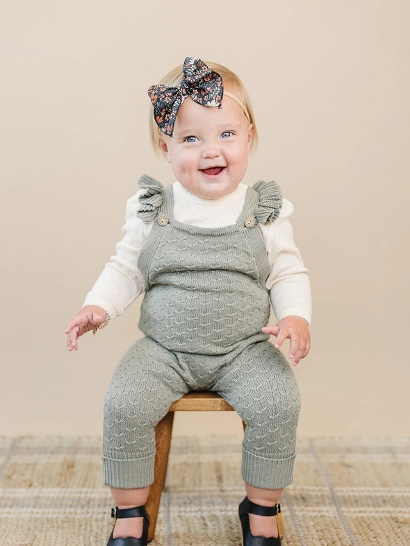 Green Ruffle Knit Overalls