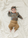Navy Floral Ruffle Sleeve Bamboo Bodysuit