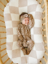 Brown Floral Ribbed Bamboo Zippy
