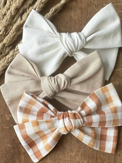 Fall Linen Hair Bows