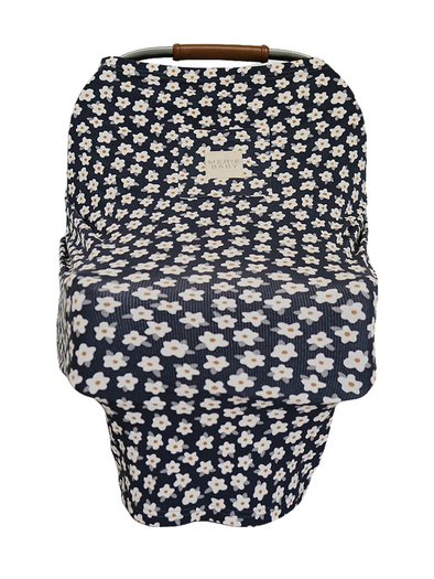 Navy Daisy Ribbed Bamboo Multi-Use Cover