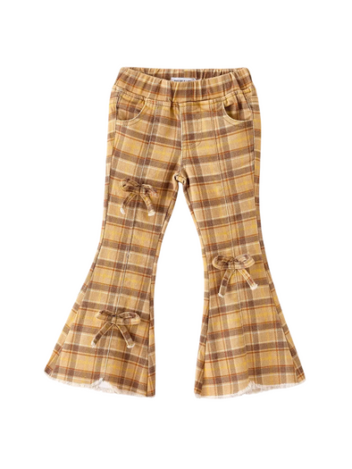 Autumn Plaid Denim Flares