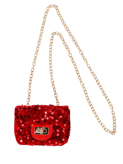 Red Faux Fur Sequin Purse