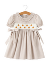 Pumpkin Embroidery Smock Plaid Dress